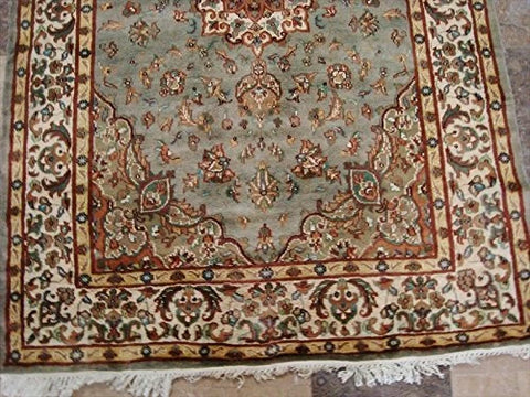 Awesome Exotic Grey Silver Floral Medallion Area Rug Hand Knotted Wool Silk Carpet (6 x 4)'