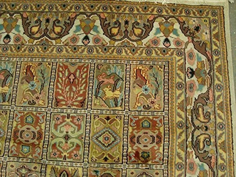 Bakhtiari Pestal Flower All Over Rectangle Area Rug Wool Silk Hand Knotted Carpet (11.2 x 8.5)'