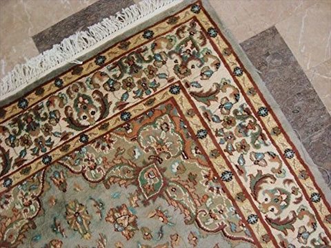 Awesome Exotic Grey Silver Floral Medallion Area Rug Hand Knotted Wool Silk Carpet (6 x 4)'