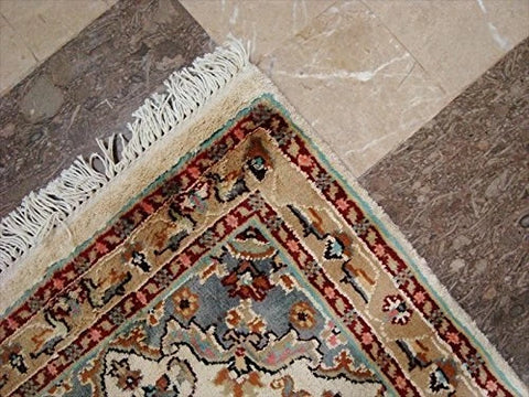 Love Ivory Floral Medallion Hand Knotted Runner Rug Wool Silk Carpet (6 x 2)'