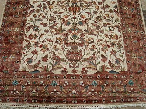 Exclusive Tree of Life Bird Jungle Hand Knotted Area Rug Wool Silk Carpet (9 x 6)'