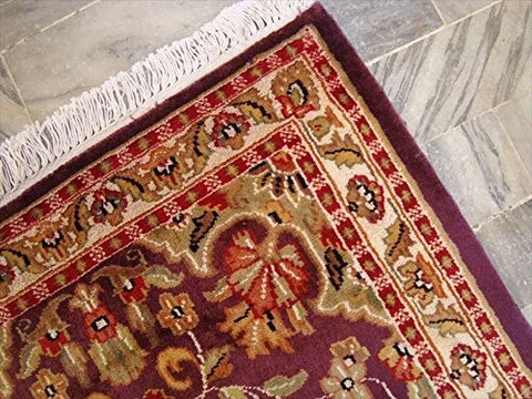 Amazing Purple Lilac Rare Hand Knotted Wool Silk Carpet Runner Rug (8 X 2.6)