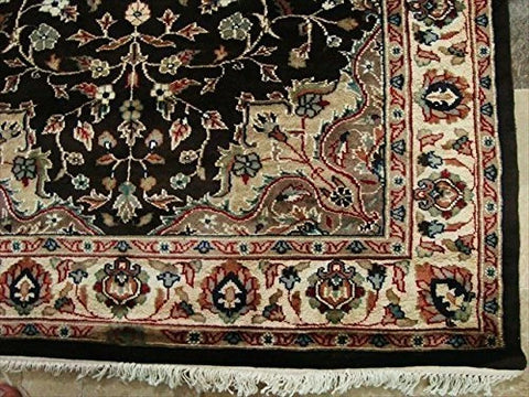 Excellent Hot Brownie Choco Medallion Rectangle Area Rug Wool Silk Hand Knotted Carpet (6 X 4)'
