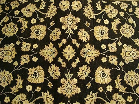Excellent Black Chobi Zeigler Mahal Vege Dyed Area Rugs Hand Knotted Carpet (7.11 x 5.8)'