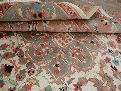 Ivory Medallion Flowers Exclusive Hand Knotted Home Decor Area Rug Wool Silk Carpet (6 x 4)'