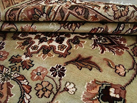 Light Green Ivory Touch Fine Area Rug Hand Knotted Silk Wool Carpet (6 x 4)'