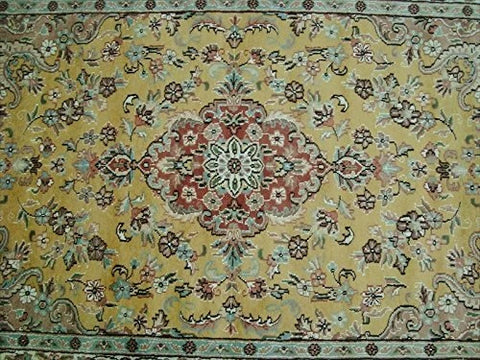 Awesome Love Sun Floral Oriental Area Rug Hand Knotted Wool Silk Carpet (6 x 4)'