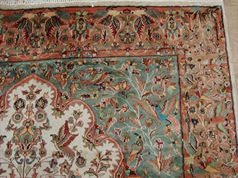 Exclusive Area Rug Tree of Life Peace Birds Rectangle Hand Knotted Carpet Silk Wool (10.3 x 7.3)'