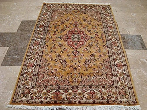 Awesome Love Sun Floral Oriental Area Rug Hand Knotted Wool Silk Carpet (6 x 4)'