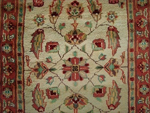 AHMEDANI Excellent Ivory Flowers Medallion Hand Knotted Rug Wool Silk Carpet Pair (3 X 2)'