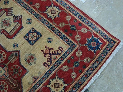 Kazak Super Geometric Veg Dyed Mahal Rectangle Rug Hand Knotted Carpet (6.6 x 5.0)'
