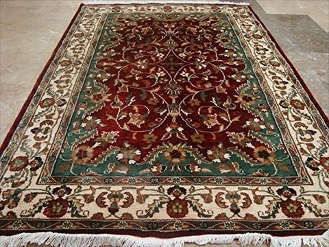 Exclusive Love Red Floral Medallion Lovely Area Rug Hand Knotted Wool Silk Carpet (6 X 4)'