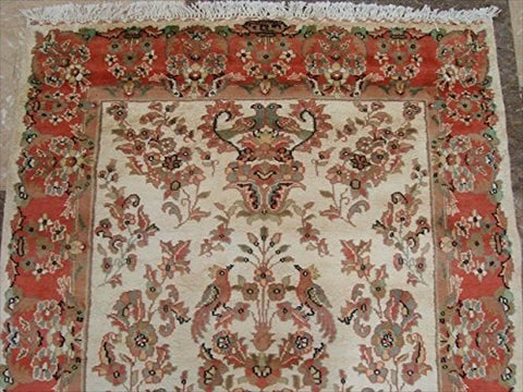 Love Birds Baagh Garden Peace Live Animals Area Rugs Hand Knotted Wool Silk Carpet (6 x 4)'