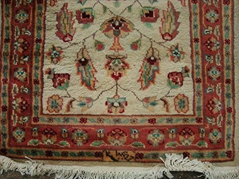 AHMEDANI Excellent Ivory Flowers Medallion Hand Knotted Rug Wool Silk Carpet Pair (3 X 2)'