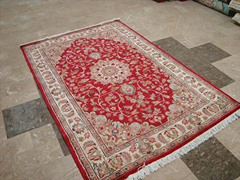 Love Beauty Floral Oriental Area Rug Hand Knotted Wool Silk Carpet (6 x 4)'