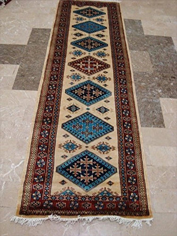 Excellent Kazak Shirvan Kuba Rectangle Wool Carpet Hand Knotted Runner Rug (8.6 x 2.8)'