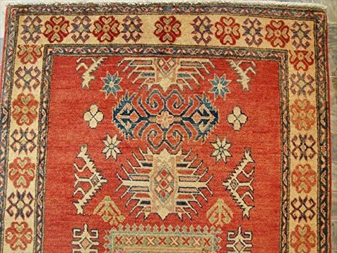 AHMEDANI Kazak Caucasion Exclusive Designed Vege Dyed Rectangle Area Rug Hand Knotted Carpet (6 x 4)'