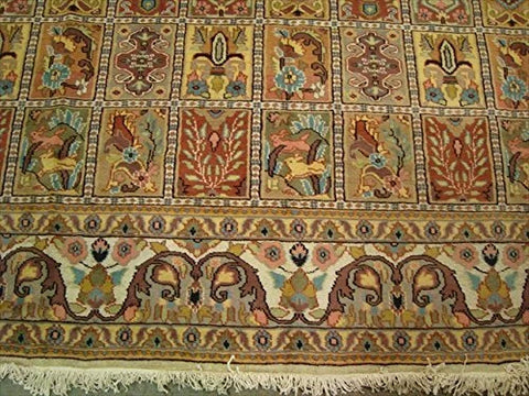 Bakhtiari Pestal Flower All Over Rectangle Area Rug Wool Silk Hand Knotted Carpet (11.2 x 8.5)'