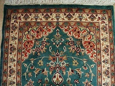 AHMEDANI Floral Ivory Touch Medallion Rectangle Area Rug Hand Knotted Wool Silk Carpet (5 x 3)'