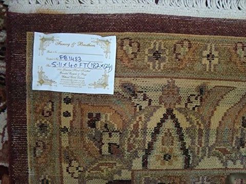 AHMEDANI Mehroon Ruby Red Exclusive Rectangle Area Rug Hand Knotted Wool Silk Carpet (6 X 4)'