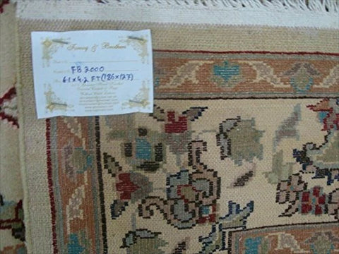 Exclusive Cream Ivory Touch Flower Lovely Area Rug Hand Knotted Wool Silk Carpet (6 X 4)'