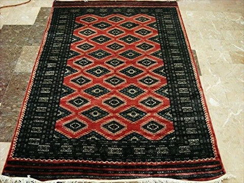 AHMEDANI Exclusive Copper Jaldar Hand Knotted Rectangle Rug Mat Wool Silk Carpet (6 x 4)'