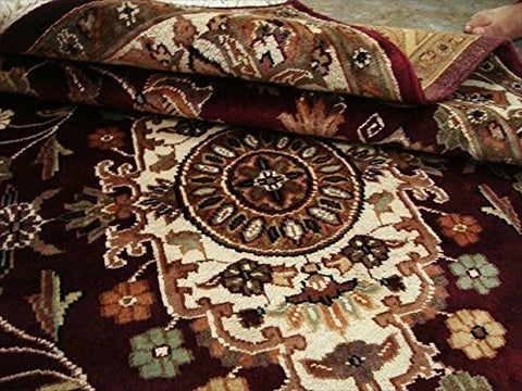 AHMEDANI Mehroon Ruby Red Exclusive Rectangle Area Rug Hand Knotted Wool Silk Carpet (6 X 4)'