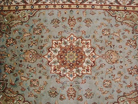 Awesome Exotic Grey Silver Floral Medallion Area Rug Hand Knotted Wool Silk Carpet (6 x 4)'