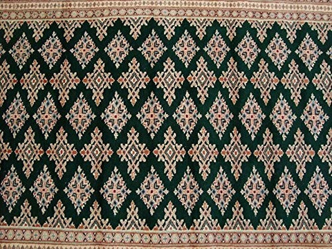 Awesome Green Jaldar Abstract Area Rug Hand Knotted Wool Silk Carpet (8 x 5)'