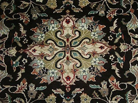 Excellent Hot Brownie Choco Medallion Rectangle Area Rug Wool Silk Hand Knotted Carpet (6 X 4)'
