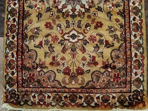 AHMEDANI Cream Ivory Touch Gorgeous Designed Rectangle Area Rugs Wool Silk Hand Knotted Carpet (4 x 2.6)'