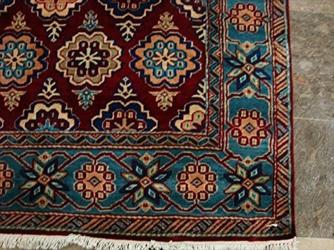 AHMEDANI Exclusive Floral Designed Rectangle Area Rug Hand Knotted Wool Silk Carpet (6 x 4)'