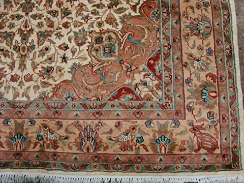 Gorgeous Floral Medallion Chirag Birds Area Rug Wool Silk Hand Knotted Carpet (9 x 6)'