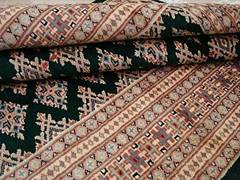 Awesome Green Jaldar Abstract Area Rug Hand Knotted Wool Silk Carpet (8 x 5)'