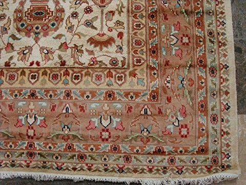 Jhoomar Mehrab Floral Vase Guldasta Hand Knotted Area Rug Wool Silk Carpet (8 x 5)'