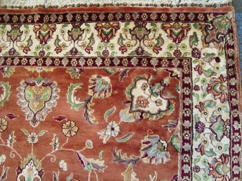Exclusive Fire Flies Designed Copper Ivory Rectangle Area Rug Wool Silk Hand Knotted Carpet (9 X 6)'