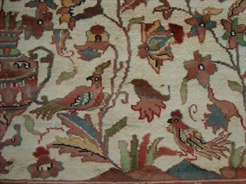 Exclusive Tree of Life Bird Jungle Hand Knotted Area Rug Wool Silk Carpet (9 x 6)'