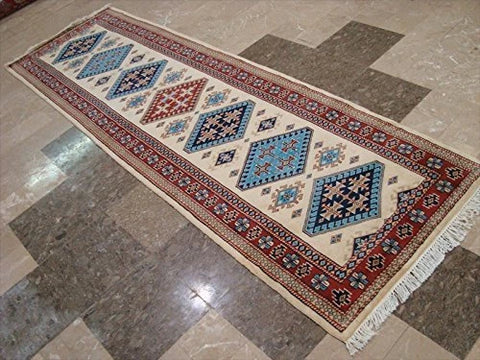 Excellent Kazak Shirvan Kuba Rectangle Wool Carpet Hand Knotted Runner Rug (8.6 x 2.8)'