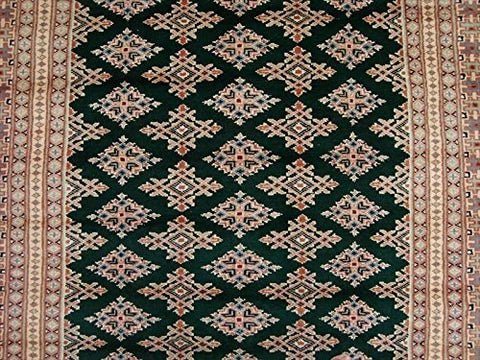 Awesome Green Jaldar Abstract Area Rug Hand Knotted Wool Silk Carpet (8 x 5)'