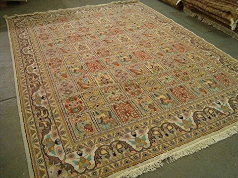 Bakhtiari Pestal Flower All Over Rectangle Area Rug Wool Silk Hand Knotted Carpet (11.2 x 8.5)'