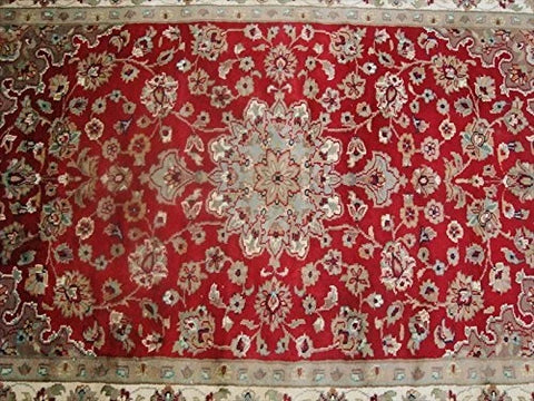 Exclusive Red Floral Lovely Rare Hand Knotted Rug Wool Silk Carpet (6 x 4)'