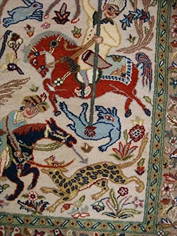 Horses King Hunting Classic Hand Double Knotted Fine Rug Indoor Carpet (6 X 4)'