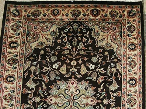Excellent Hot Brownie Choco Medallion Rectangle Area Rug Wool Silk Hand Knotted Carpet (6 X 4)'