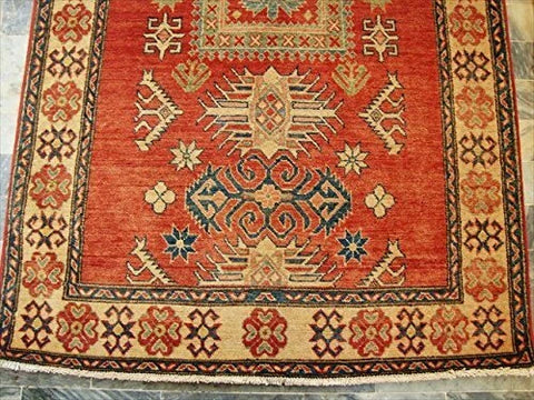 AHMEDANI Kazak Caucasion Exclusive Designed Vege Dyed Rectangle Area Rug Hand Knotted Carpet (6 x 4)'