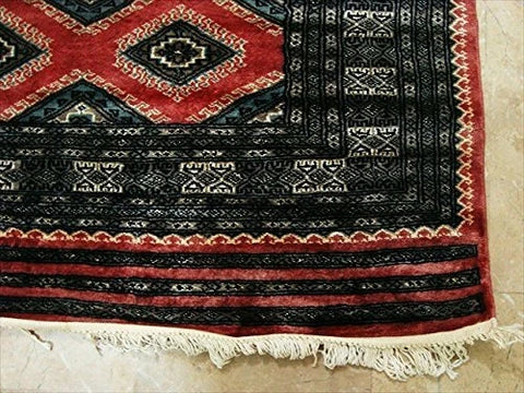 AHMEDANI Exclusive Copper Jaldar Hand Knotted Rectangle Rug Mat Wool Silk Carpet (6 x 4)'