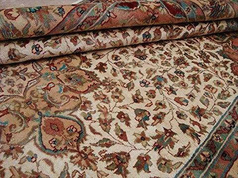 Gorgeous Floral Medallion Chirag Birds Area Rug Wool Silk Hand Knotted Carpet (9 x 6)'