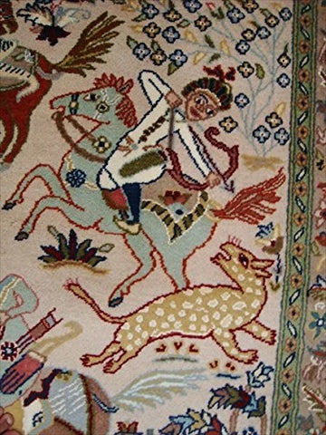 Horses King Hunting Classic Hand Double Knotted Fine Rug Indoor Carpet (6 X 4)'