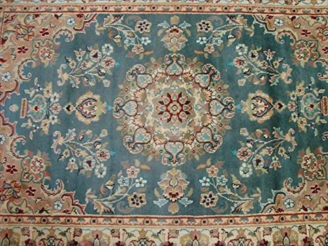 Exclusive Flower Ivory Touch Lovely Rectangle Area Rug Hand Knotted Wool Silk Carpet (6 X 4)'