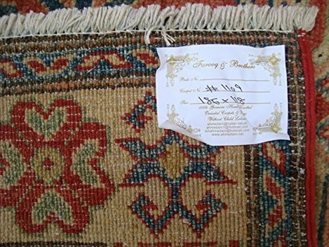 AHMEDANI Kazak Caucasion Exclusive Designed Vege Dyed Rectangle Area Rug Hand Knotted Carpet (6 x 4)'