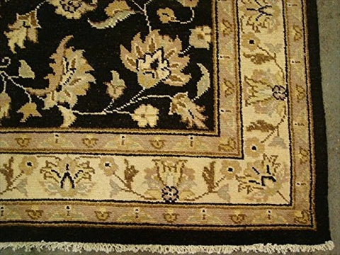 Excellent Black Chobi Zeigler Mahal Vege Dyed Area Rugs Hand Knotted Carpet (7.11 x 5.8)'
